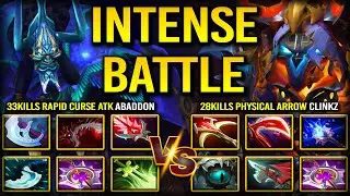 33KILLS RAPID CURSE ATTACK CARRY ABADDON VS. 28KILLS PHYSICAL ARROW CARRY CLINKZ DOTA 2