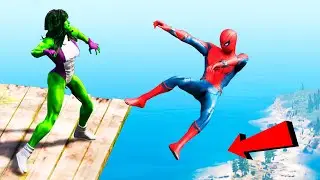 GTA 5 Water Ragdolls Spiderman vs She Hulk Jumps/Fails (Euphoria Physics Funny Moments)
