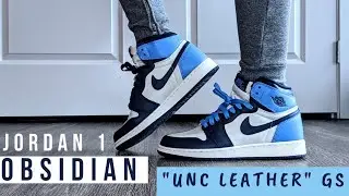 Air Jordan 1 Retro OBSIDIAN UNC Leather GS | Unboxing and On foot