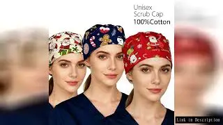 Women Men Scrub Cap Christmas Santa Print 100% Cotton Nurse Doctor Nursing Hats Adjustable Unisex Ho