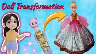 Simple doll turning into a princess | DIY doll dressup | doll makeover 