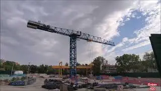 Grúas Comansa 21LC750 en obras de la Línea 11 del metro de Madrid y Jaso J300 en Móstoles y Pinto