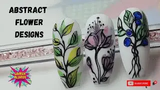 ABSTRACT WATERCOLOUR FLOWERS NAIL DESIGNS PT 1