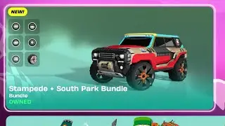 Fortnite Rocket Racing gameplay of the Stampede + South Park Bundle (South Park)