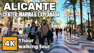 Alicante Spain 4K Walking Tour: Winter Sun: Mushroom Street, New Years Eve, Marina, Explanada