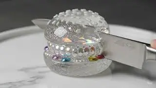 Crystal Burger Cutting in Slow Motion #CrystalBurger#BurgerCutting#ASMR#SatisfyingVideo#SlowMotion