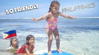Local Filipina Kids TEACH My DAUGHTER To SURF 🇵🇭 British Living In Philippines 🏝️