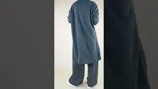 Made in Italy Tech Stretch Knit Duster Jacket Charcoal Marl