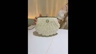 Stunning Floral Handle Clutch Bag   Buckle Closure, Metal Chain Strap, Solid Color Polyester Lining