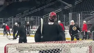 #Blackhawks AM skate. Petr Mrazek in net. #NHL