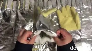 Yellow Asbestos on palm/finger ,High Temp Aluminized Safety  glove.