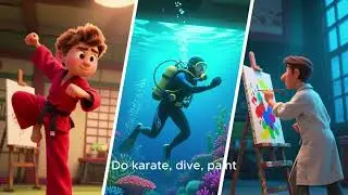 Action Verbs for Kids | Do Karate, Go Diving, Paint 🎨