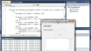 Visual Basic (VB) Guessing Game Error Handeling with Try Catch