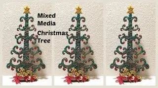 Paint Piping a Mixed Media Christmas Tree