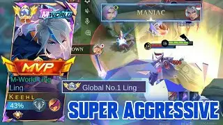 MANIAC! LING SUPER AGGRESSIVE DESTROY ENEMIES AND CARRY THE TEAM! GLOBAL LING SOLO RANK - MLBB