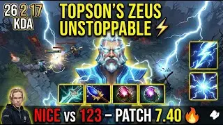 🔥TOPSON’S ZEUS WAS UNSTOPPABLE ⚡ | NICE vs 123 – Dota 2 Patch 7.40 🔥 26 2 17 #topson #zeus