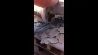 Cutting fire bricks with a mitre saw