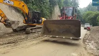 Back to Hilly Road with JCB Excavator and SD300 Wheel Loader-Hilly Road Work