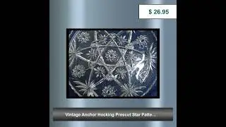 Vintage Anchor Hocking Prescut Star Pattern Round Pattern EAPG Clear Glass