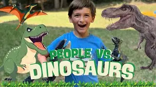 People vs Dinosaurs 🦖 Epic Backyard Battle |️🔥 Kids Pretend Play Jurassic Adventure