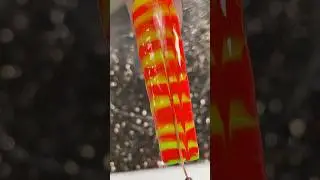 Oddly Satisfying Lime Green with Neon Orange-Red Marble Nail Art 💚🧡 #art #satisfying