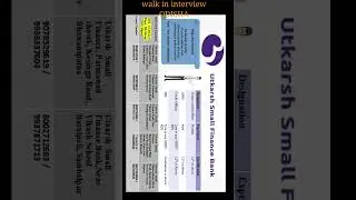 utkarsh small finance job |walk in interview ODISHA