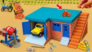 DIY Mini Tractor Builds Strong Concrete House with Brick Truck Garage | Construction Science Project