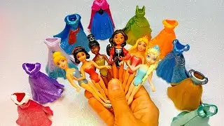 ASMR Most Popular Disney Princess Dolls   lots of colorful rainbow Dresses unpacking surprise toys 
