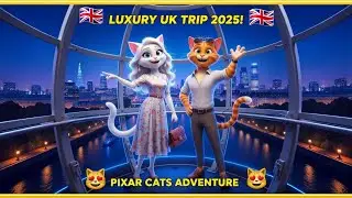 Luxury UK Trip 2025: Pixar Cats Explore Heathrow to London Eye! Vlog #travelvlog #catanimation 