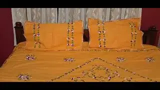 Handmade Embroidery Bedsheets. For more information please contact us  : 91 9836067012. 