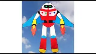 2m robot kite fly toys for children  ross reel line kite training windshock 3d doos vlieger flamingo