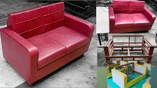 How to make leather full sofa making 2 sitter sofa making full process