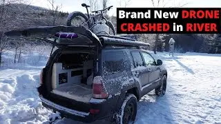 SUB-ZERO Winter Truck Camping | CRASHED MY DRONE (DJI MAVIC MINI)