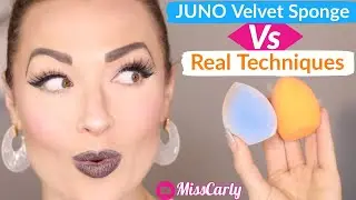 ✨Tutorial: 💙JUNO Velvet Sponge💙 VS 🧡Real Techniques🧡 Which IS BETTER?!