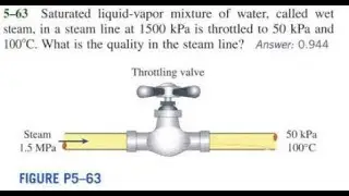 Saturated liquid-vapor mixture of water, called wet steam, in a steam line at is throttled to and Wh