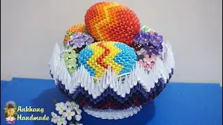 3d origami Easter basket eggs tutorial | DIY paper Easter basket eggs , Easter decoration