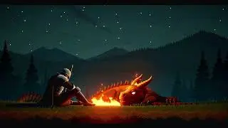 Knight by Dragon Fire 🔥  Pixel Art Fantasy Ambience