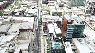Drone Aerial View of West Loop High-Rises | Randolph St. Chicago Skyline