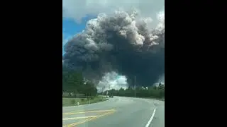 Thick Smoke Plumes Rise Above Conyers After Chemical Plant Fire