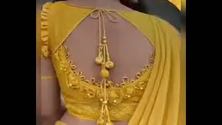 Yellow colour Blouse Design /Blouse back neck designs 