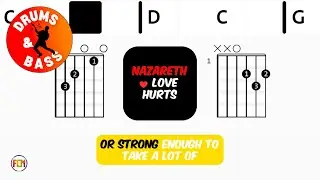 NAZARETH - Love Hurts | Bass & Drums | Scrolling Guitar Chords & Lyrics