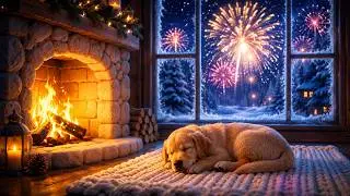 Golden Retriever’s Quiet New Year Cabin 🐾 Cozy Fireplace & Soft Jazz Ambience