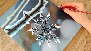 Mesmerizing Snowflake Acrylic Painting | Relaxing Winter Art for Beginners