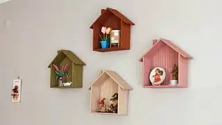 Wall Box Shelve Making from Waste Paper   House Shape Shelves Making at Home360p