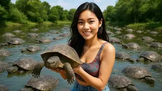 Amazing Mud Pond Fishing &mdash; Catching Huge Soft-Shell Turtles & Big Catfish | Rural Village Life