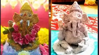 Paper clay ganesha making with home made colours