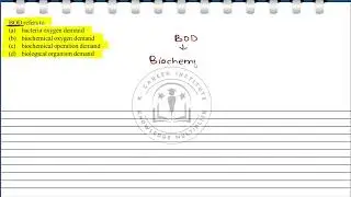 BOD refers to (a) bacteria oxygen demand (b) biochemical oxygen demand