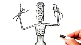 How to draw a SCP Traffic Light Head attacking Siren Head