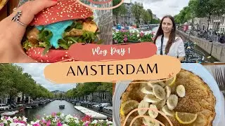 Day 1 Vlog - Amsterdam - Tulip Museum - Vegan Junk Food Bar