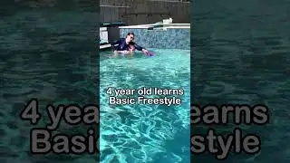 4 year old learns Basic Freestyle #learntoswim  #swimminglessons #preschool #pool #swimming